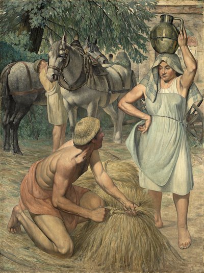 Regreso del campo (tríptico, parte lateral) c.1920-30 de Pierre Gustave